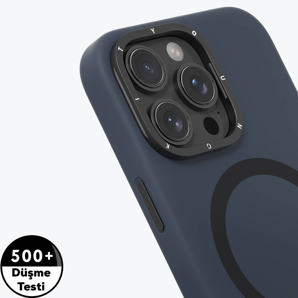 Apple iPhone 16 Pro Kılıf Magsafe Şarj Özellikli Kamera Standlı Youngkit Bitty Cream Kapak Gri