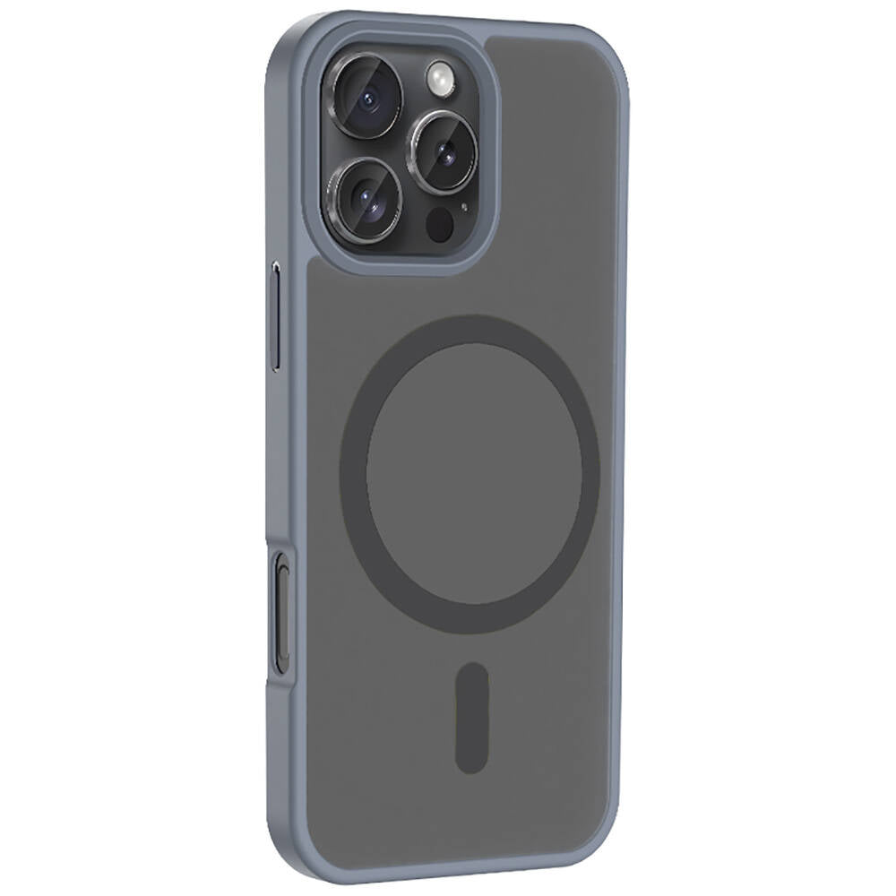 Apple iPhone 16 Pro Kılıf M-safe Şarj Özellikli Mat Arka Yüzey Zore Sio Kapak Mavi