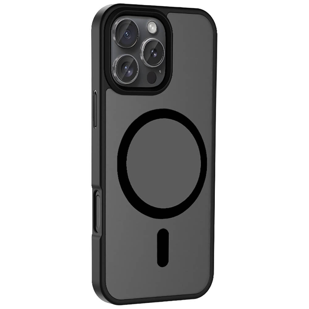 Apple iPhone 16 Pro Kılıf M-safe Şarj Özellikli Mat Arka Yüzey Zore Sio Kapak Lacivert