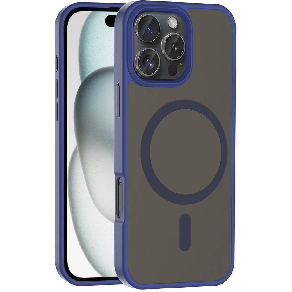 Apple iPhone 16 Pro Kılıf M-safe Şarj Özellikli Mat Arka Yüzey Zore Sio Kapak Lacivert