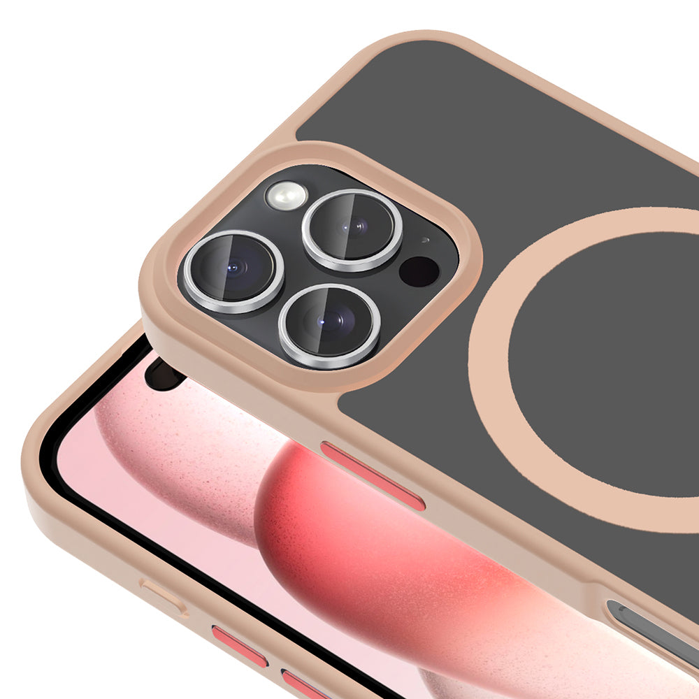Apple iPhone 16 Pro Kılıf M-safe Şarj Özellikli Mat Arka Yüzey Zore Sio Kapak Rose Gold