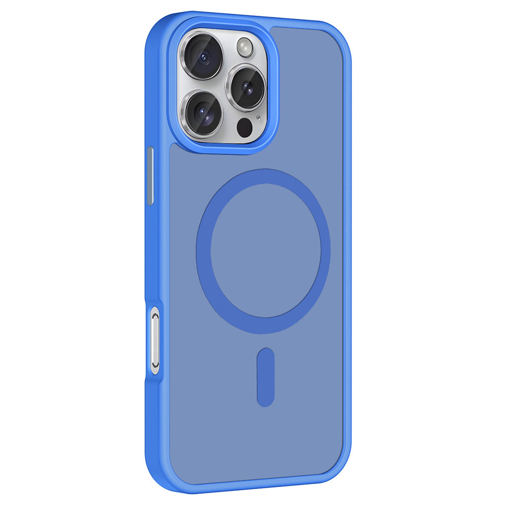 Apple iPhone 16 Pro Kılıf M-safe Şarj Özellikli Mat Arka Yüzey Zore Sio Kapak Mavi