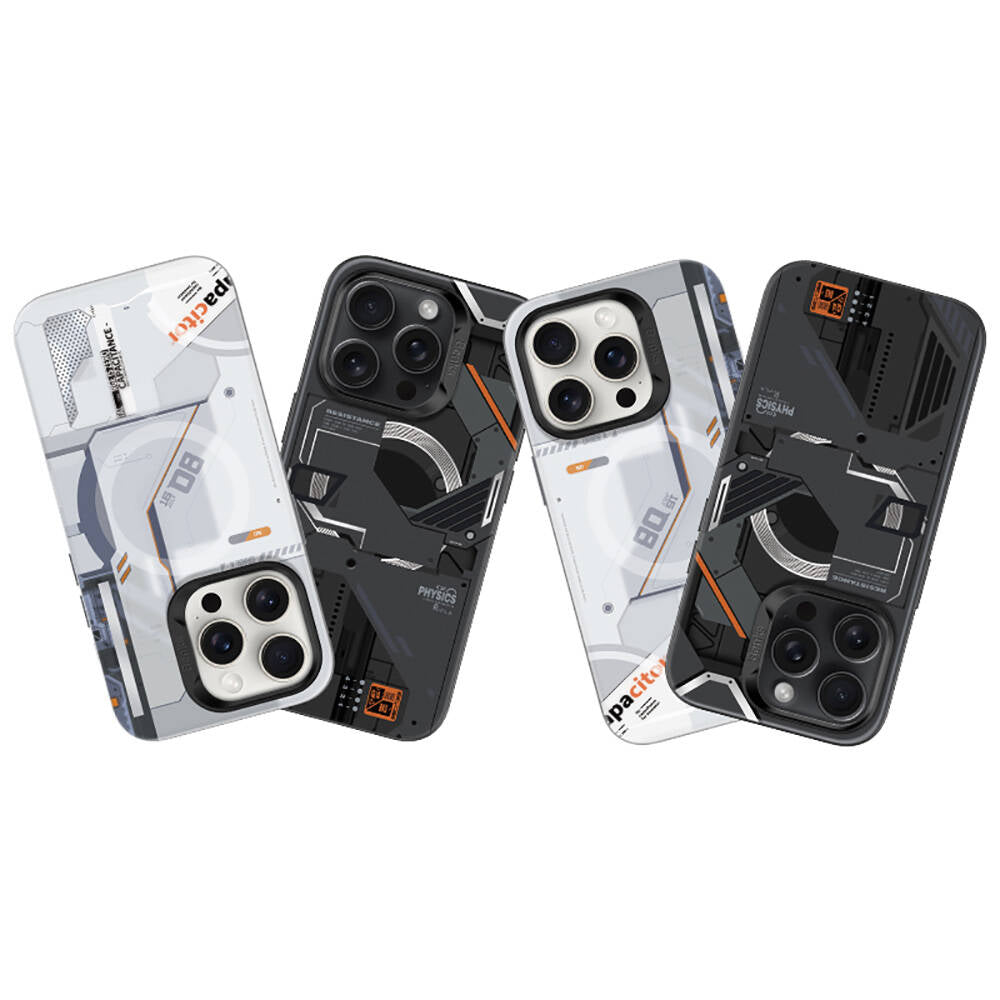 Apple iPhone 16 Pro Kılıf MagSafe Şarj Özellikli Mekanik Tasarımlı Benks Perspective Serisi Kapak Beyaz