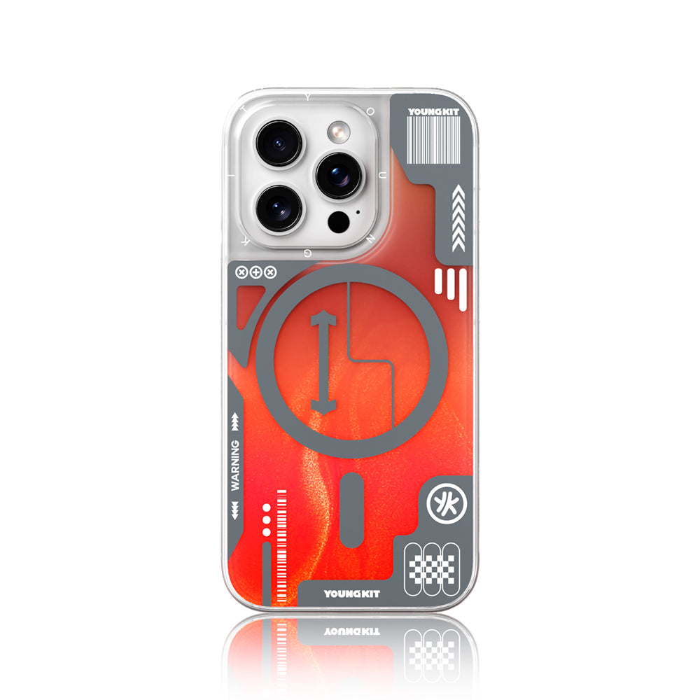 Apple iPhone 16 Pro Kılıf Magsafe Şarj Özellikli Parlak Kumlu Sıvılı Tasarımlı Galaxy Fantasy Serisi Kapak Mavi