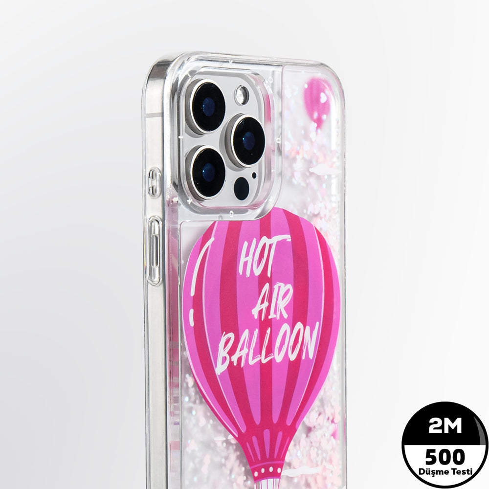 Apple iPhone 16 Pro Kılıf Magsafe Şarj Özellikli Parlak Kumlu Sıvılı Youngkit Pink Dream Quicksand Serisi Kapak Pembe