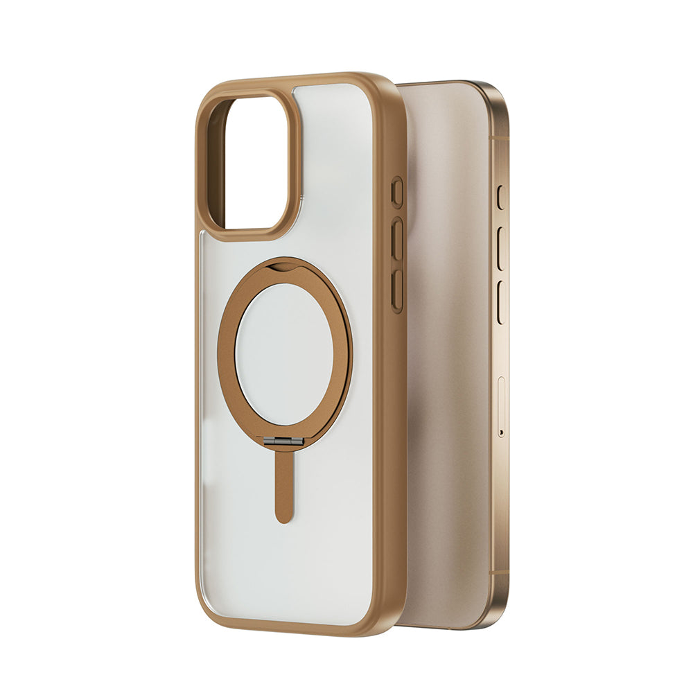 Apple iPhone 16 Pro Kılıf Magsafe Şarj Özellikli Parmak İzi Bırakmayan Wiwu FGG-202 Armor Ultra Serisi Kapak Gold