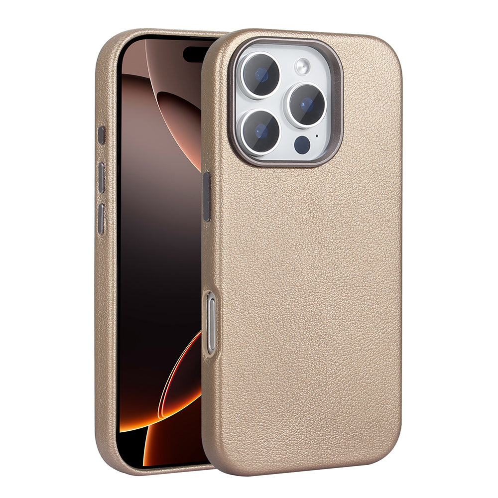 Apple iPhone 16 Pro Kılıf M-safe Şarj Özellikli PU Deri Zore Adora Kapak Desert Titanyum