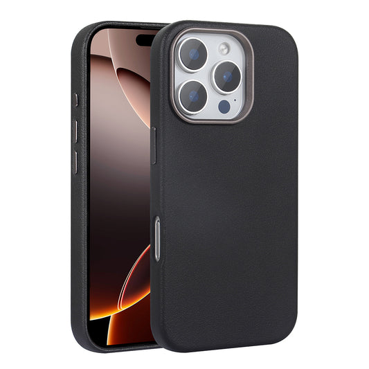 Apple iPhone 16 Pro Kılıf M-safe Şarj Özellikli PU Deri Zore Adora Kapak Siyah