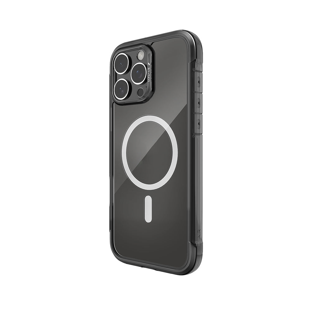 Apple iPhone 16 Pro Kılıf Magsafe Şarj Özellikli Raptic Air Serisi Airbag Tasarımlı Metal Köşelikli Şeffaf Kapak Siyah