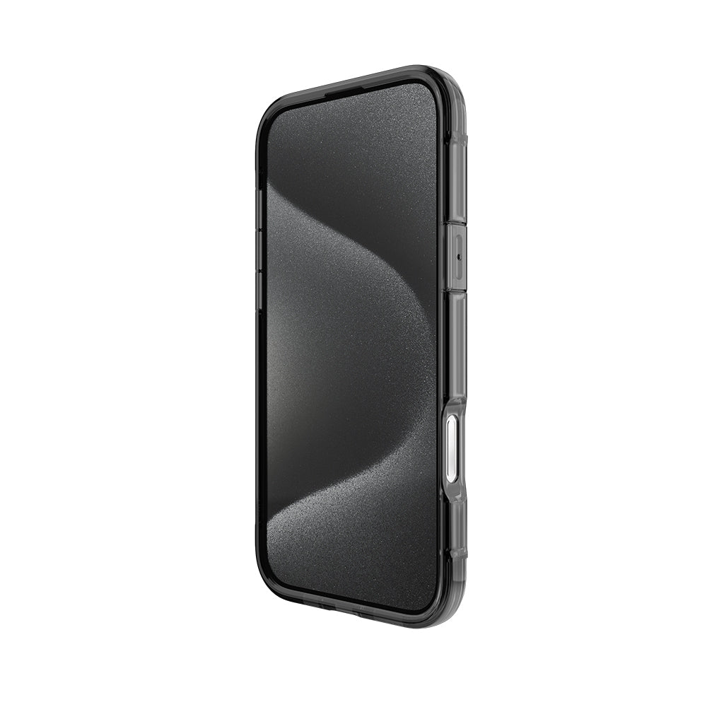 Apple iPhone 16 Pro Kılıf Magsafe Şarj Özellikli Raptic Air Serisi Airbag Tasarımlı Metal Köşelikli Şeffaf Kapak Gümüş