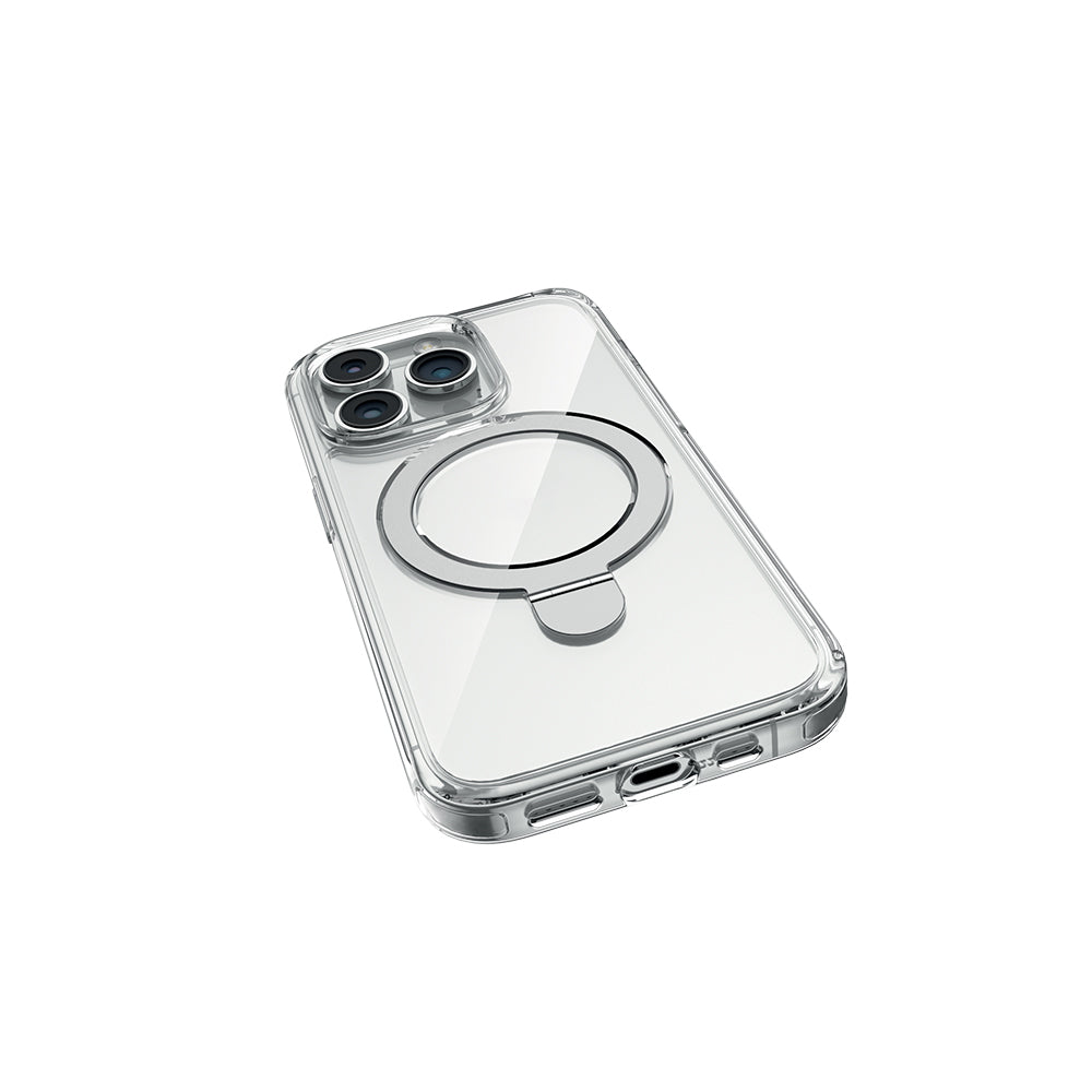 Apple iPhone 16 Pro Kılıf Magsafe Şarj Özellikli Raptic Air Stand Serisi Buzlu Transparan Tasarımlı Standlı Kapak Şeffaf