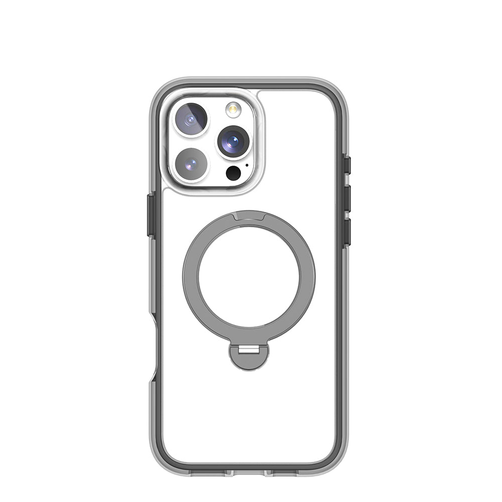 Apple iPhone 16 Pro Kılıf Magsafe Şarj Özellikli Raptic AirJoy Serisi 360 Derece Dönebilen Standlı Kapak Turuncu