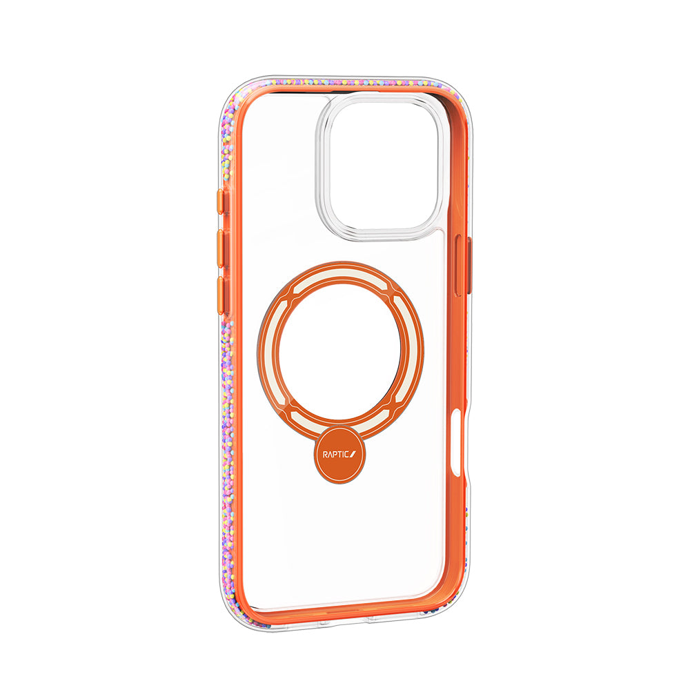 Apple iPhone 16 Pro Kılıf Magsafe Şarj Özellikli Raptic AirJoy Serisi Boncuk Tasarımlı 360 Derece Dönebilen Standlı Kapak Siyah-Gri