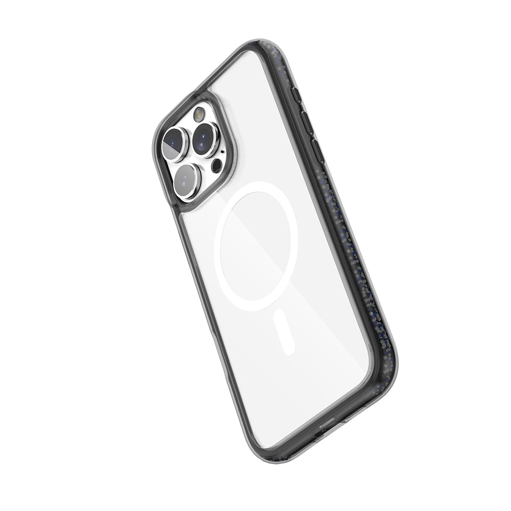 Apple iPhone 16 Pro Kılıf Magsafe Şarj Özellikli Raptic AirJoy Serisi Boncuk Tasarımlı Şeffaf Kapak Turuncu