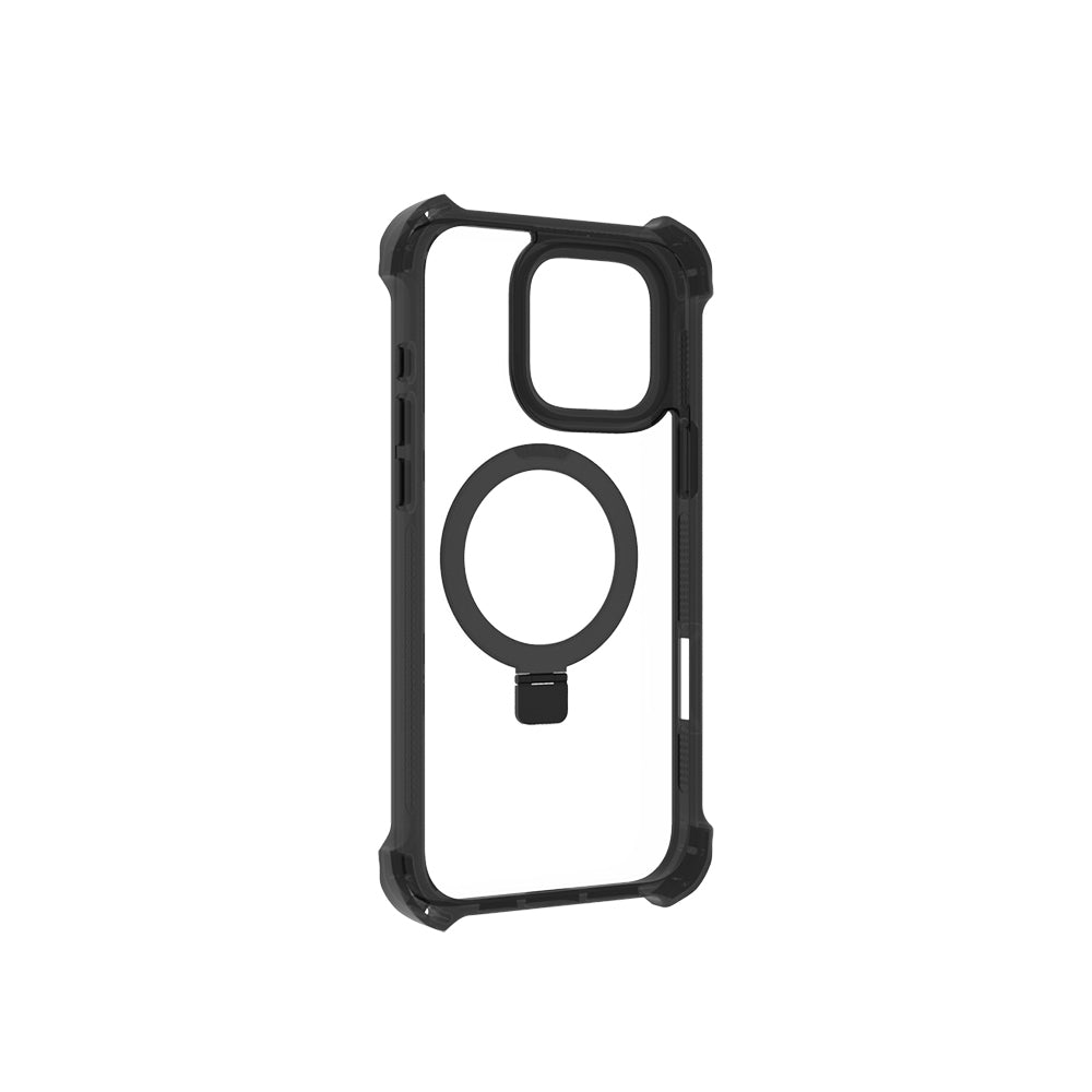 Apple iPhone 16 Pro Kılıf Magsafe Şarj Özellikli Raptic Dual Serisi Şeffaf Standlı Kapak Siyah