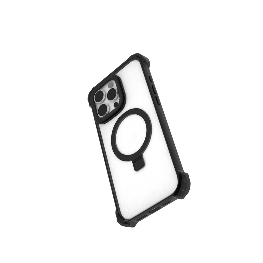 Apple iPhone 16 Pro Kılıf Magsafe Şarj Özellikli Raptic Dual Serisi Şeffaf Standlı Kapak Siyah