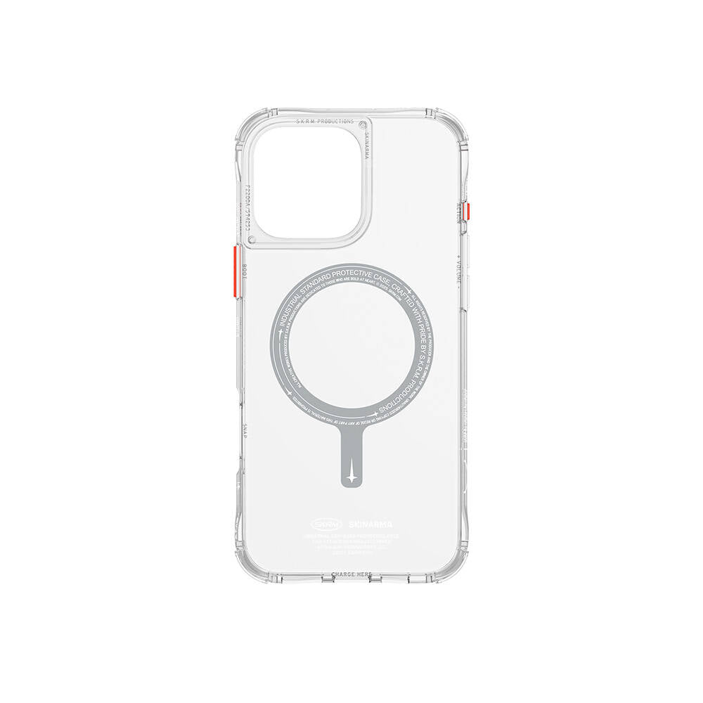 Apple iPhone 16 Pro Kılıf Magsafe Şarj Özellikli Şeffaf Airbag Tasarımlı Skinarma Saido Kapak Siyah