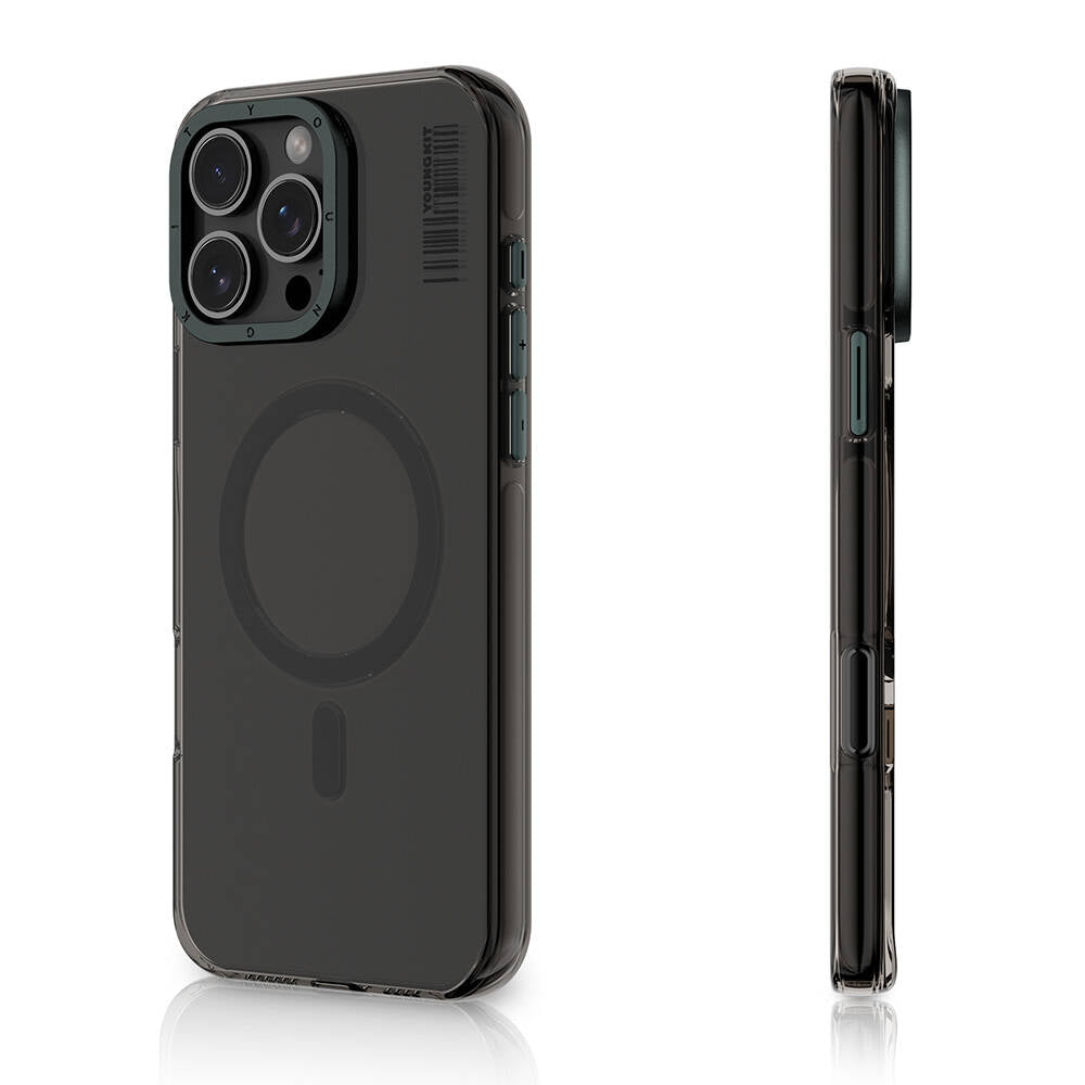 Apple iPhone 16 Pro Kılıf Magsafe Şarj Özellikli Şeffaf Youngkit Crystal Shield Serisi Kapak Siyah