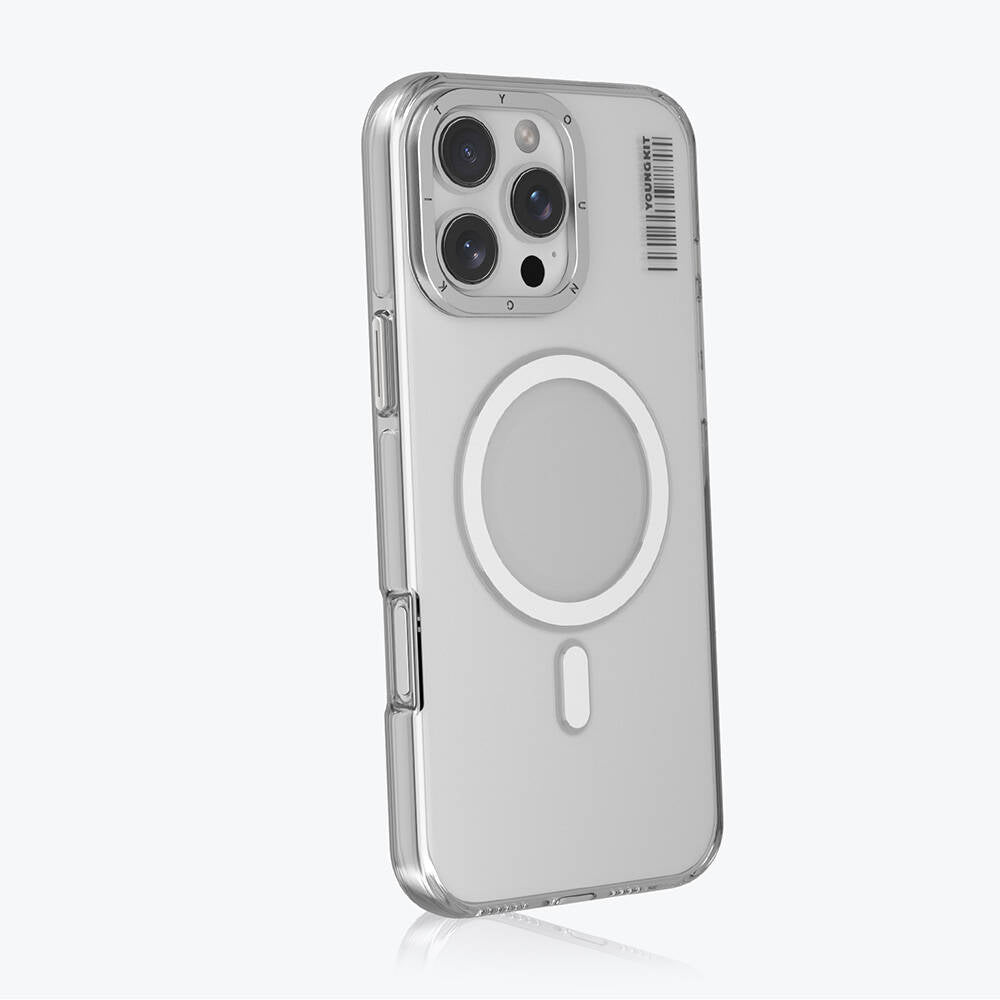 Apple iPhone 16 Pro Kılıf Magsafe Şarj Özellikli Şeffaf Youngkit Crystal Shield Serisi Kapak Gold