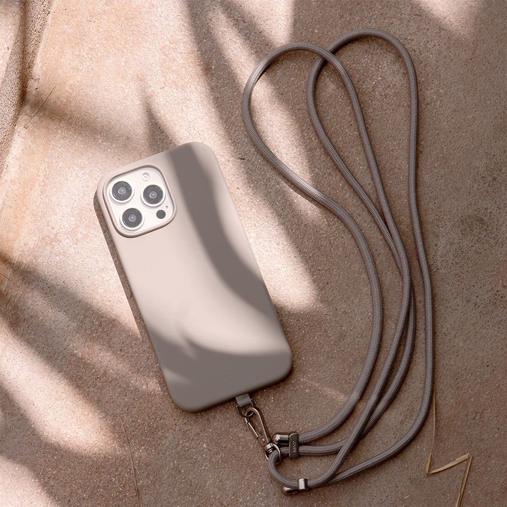 Apple iPhone 16 Pro Kılıf Magsafe Şarj Özellikli Soft Arka Yüzey Askı İpli Coehl Creme Kapak Pembe