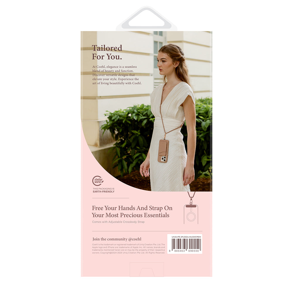 Apple iPhone 16 Pro Kılıf Magsafe Şarj Özellikli Soft Arka Yüzey Askı İpli Coehl Muse Kapak Kum Pembe