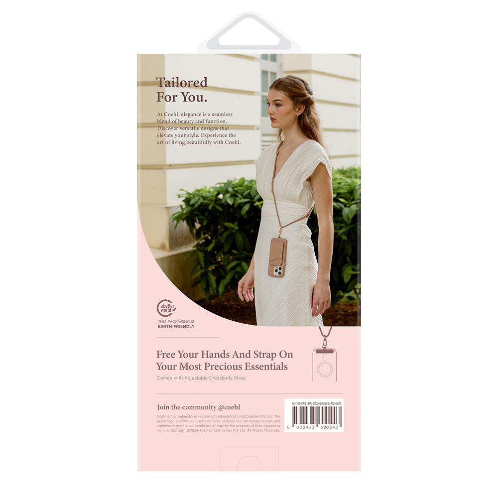 Apple iPhone 16 Pro Kılıf Magsafe Şarj Özellikli Soft Arka Yüzey Askı İpli Coehl Muse Kapak Krem