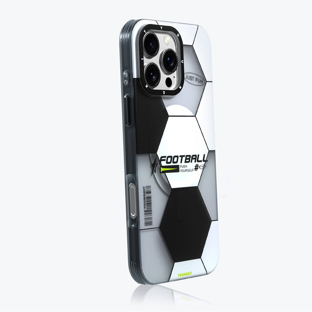 Apple iPhone 16 Pro Kılıf Magsafe Şarj Özellikli Spor Tasarımlı Youngkit Dynamic Serisi Kapak Beyaz-Siyah