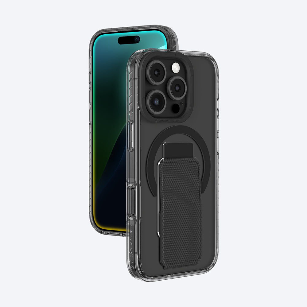 Apple iPhone 16 Pro Kılıf Magsafe Şarj Özellikli Standlı Amazingthing Titan Pro Plus Kapak Siyah