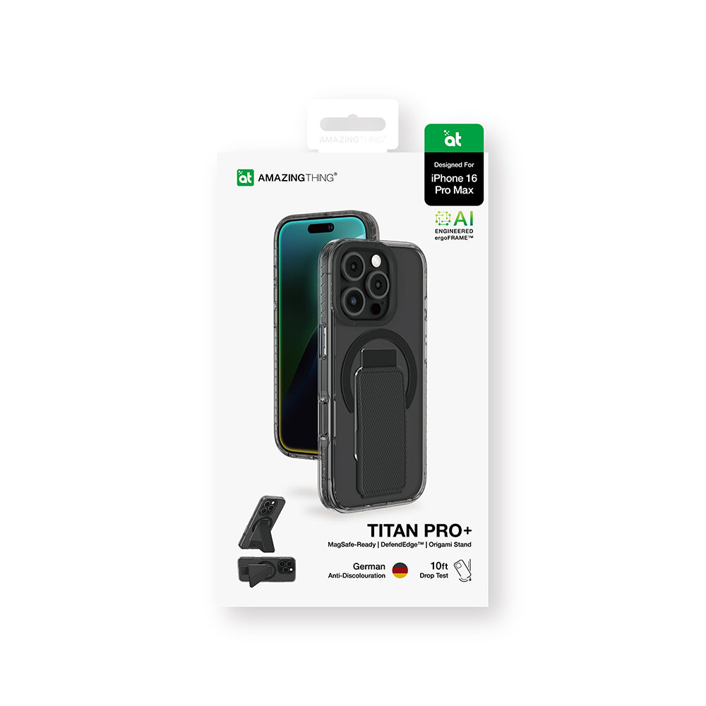 Apple iPhone 16 Pro Kılıf Magsafe Şarj Özellikli Standlı Amazingthing Titan Pro Plus Kapak Siyah
