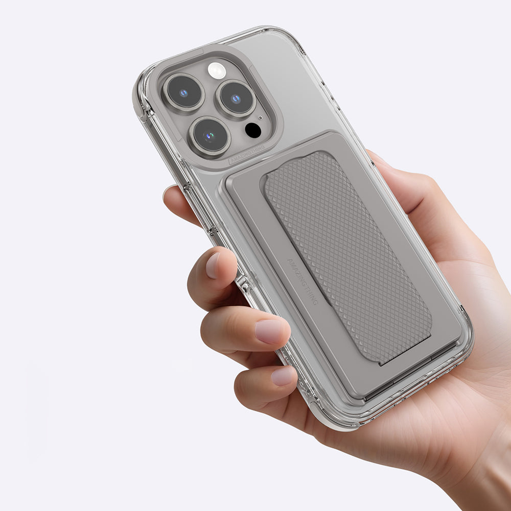 Apple iPhone 16 Pro Kılıf Magsafe Şarj Özellikli Standlı Set Amazingthing Omni Adventure Serisi Kapak Gri