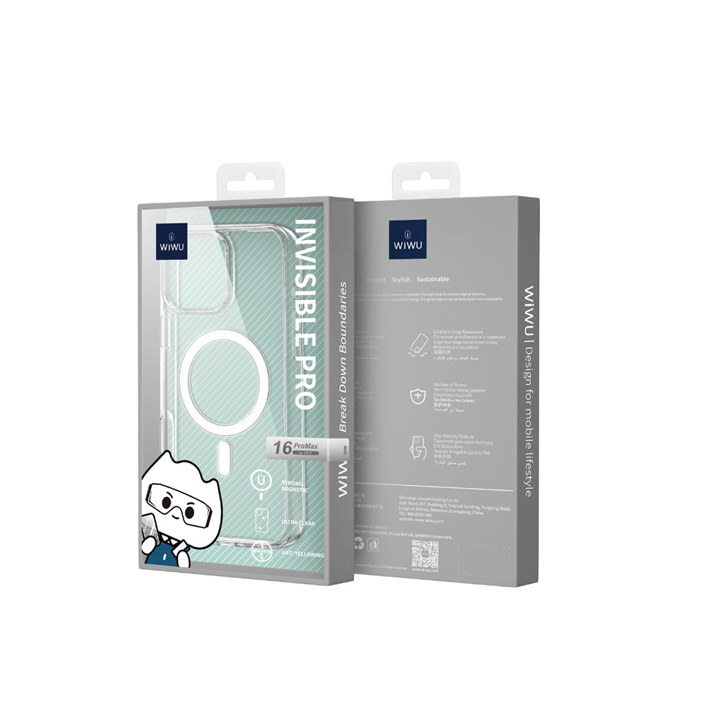 Apple iPhone 16 Pro Kılıf Magsafe Şarj Özellikli Wiwu YXK-207 Invisible Pro Sert PC Kapak Şeffaf