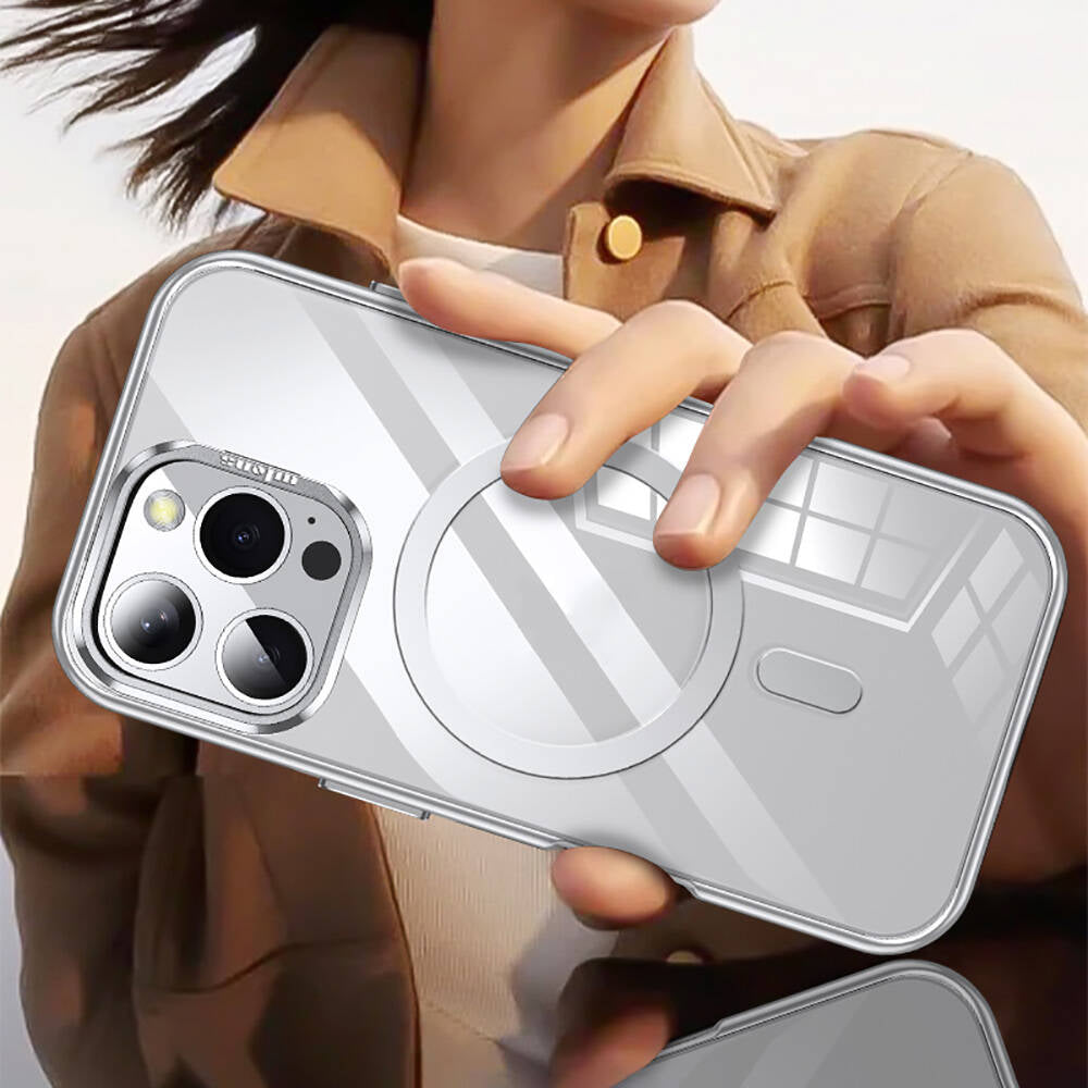 Apple iPhone 16 Pro Kılıf Magsafe Şarj Özellikli Wlons Standlı Efsane Kapak Siyah