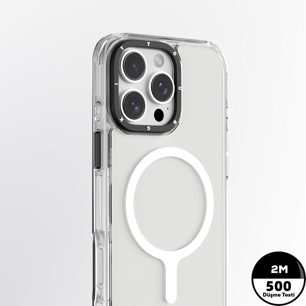 Apple iPhone 16 Pro Kılıf Magsafe Şarj Özellikli YoungKit Crystal Color Serisi Kapak Sarı