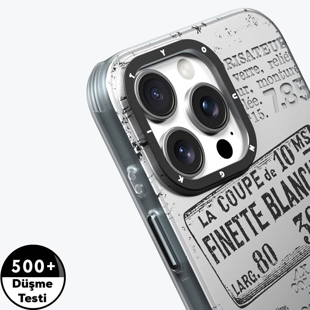 Apple iPhone 16 Pro Kılıf Magsafe Şarj Özellikli Youngkit Literary Serisi Retro Magz Kapak Gri