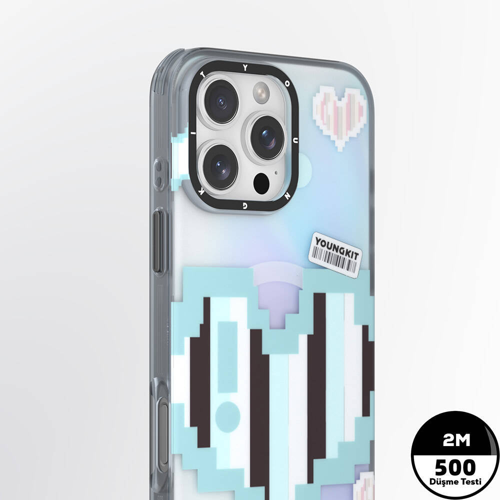 Apple iPhone 16 Pro Kılıf Magsafe Şarj Özellikli Youngkit Love Serisi Kapak Pembe