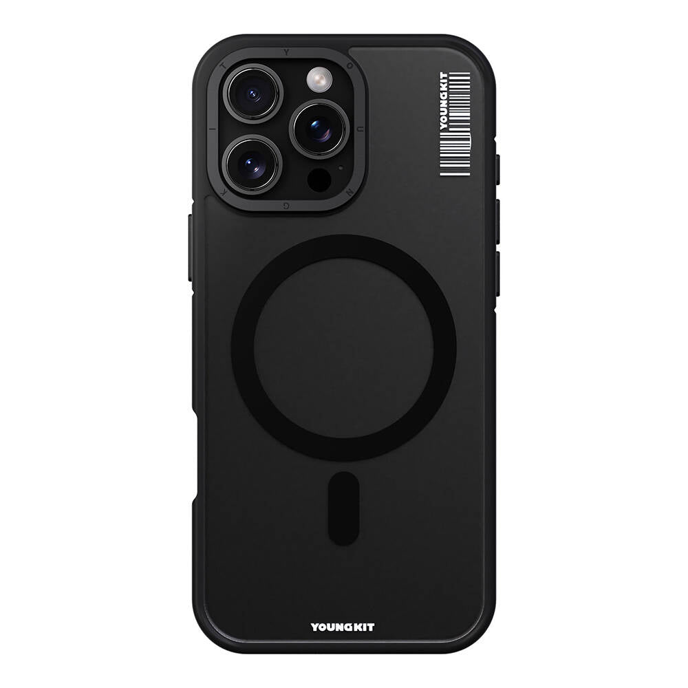 Apple iPhone 16 Pro Kılıf Magsafe Şarj Özellikli Youngkit Rock Sand Serisi Kapak Gri