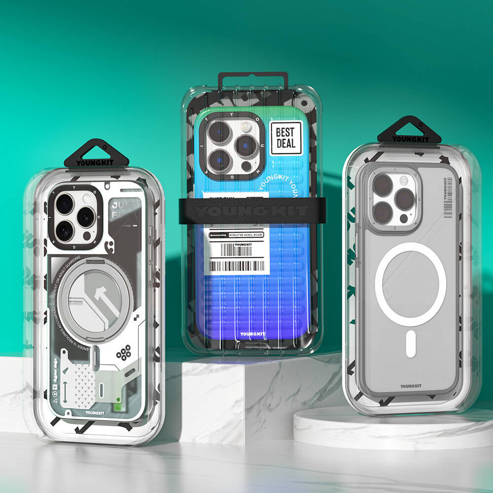 Apple iPhone 16 Pro Kılıf Magsafe Şarj Özellikli Youngkit Rock Sand Serisi Kapak Gold