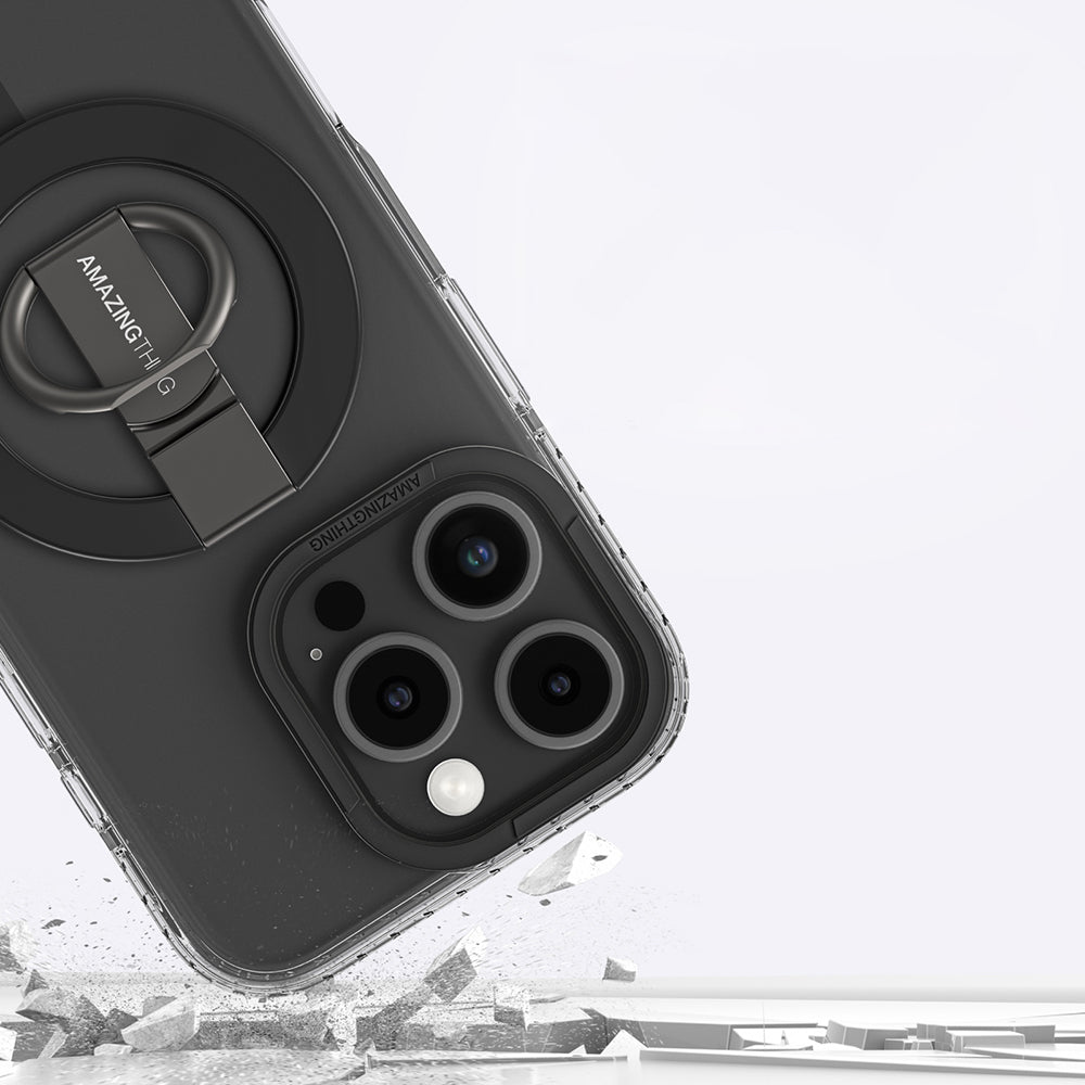 Apple iPhone 16 Pro Kılıf Magsafe Şarj Özellikli Yüzük Standlı Amazingthing Titan Pro Serisi Kapak Siyah