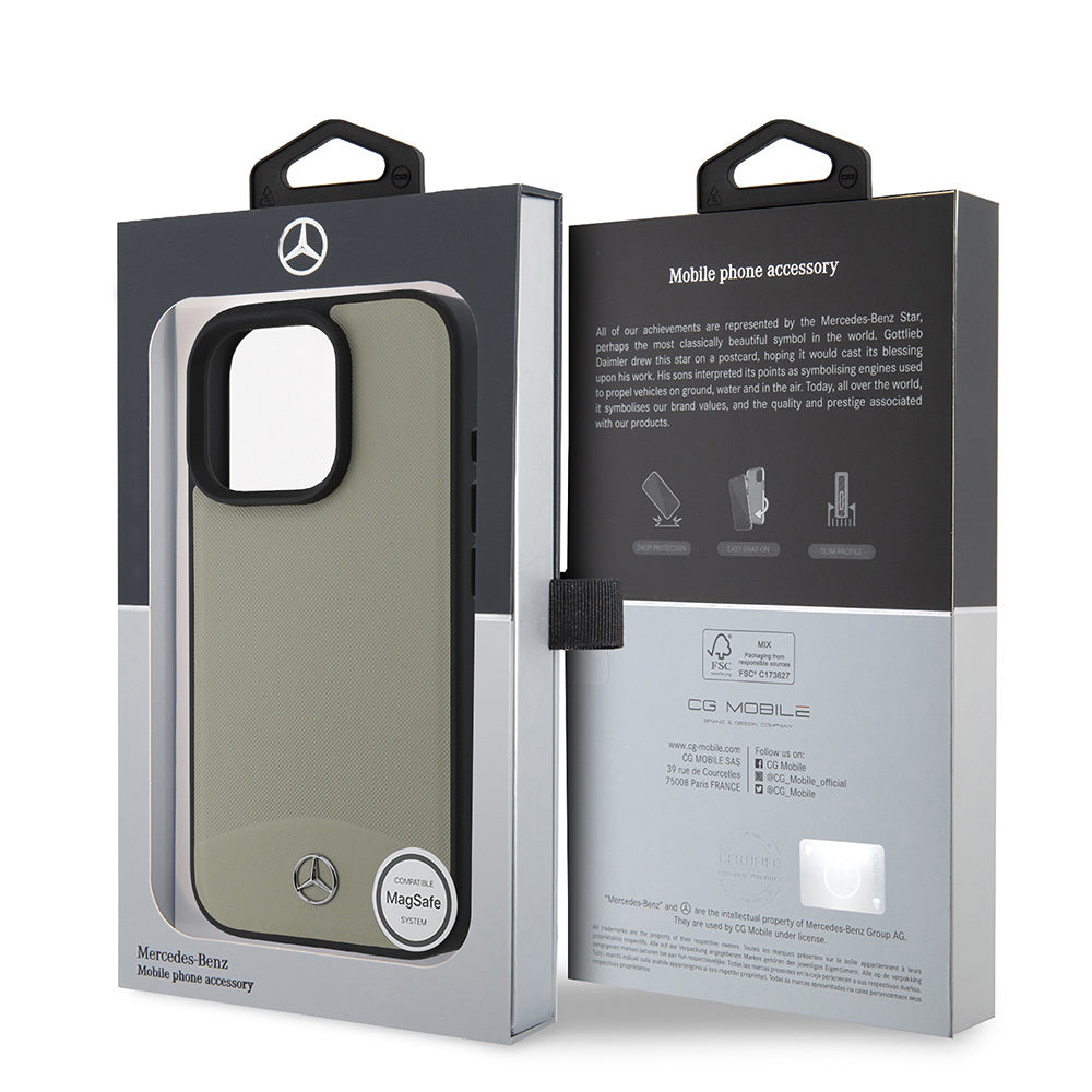 Apple iPhone 16 Pro Kılıf Mercedes Benz Orjinal Lisanslı Magsafe Şarj Özellikli Dokulu ve Düz Deri Kapak Siyah