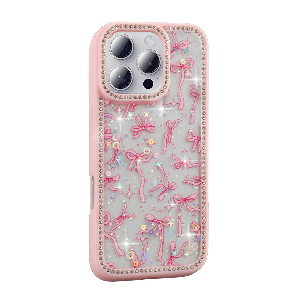 Apple iPhone 16 Pro Kılıf Taşlı ve Simli Tasarım Zore Azra Kapak Gold