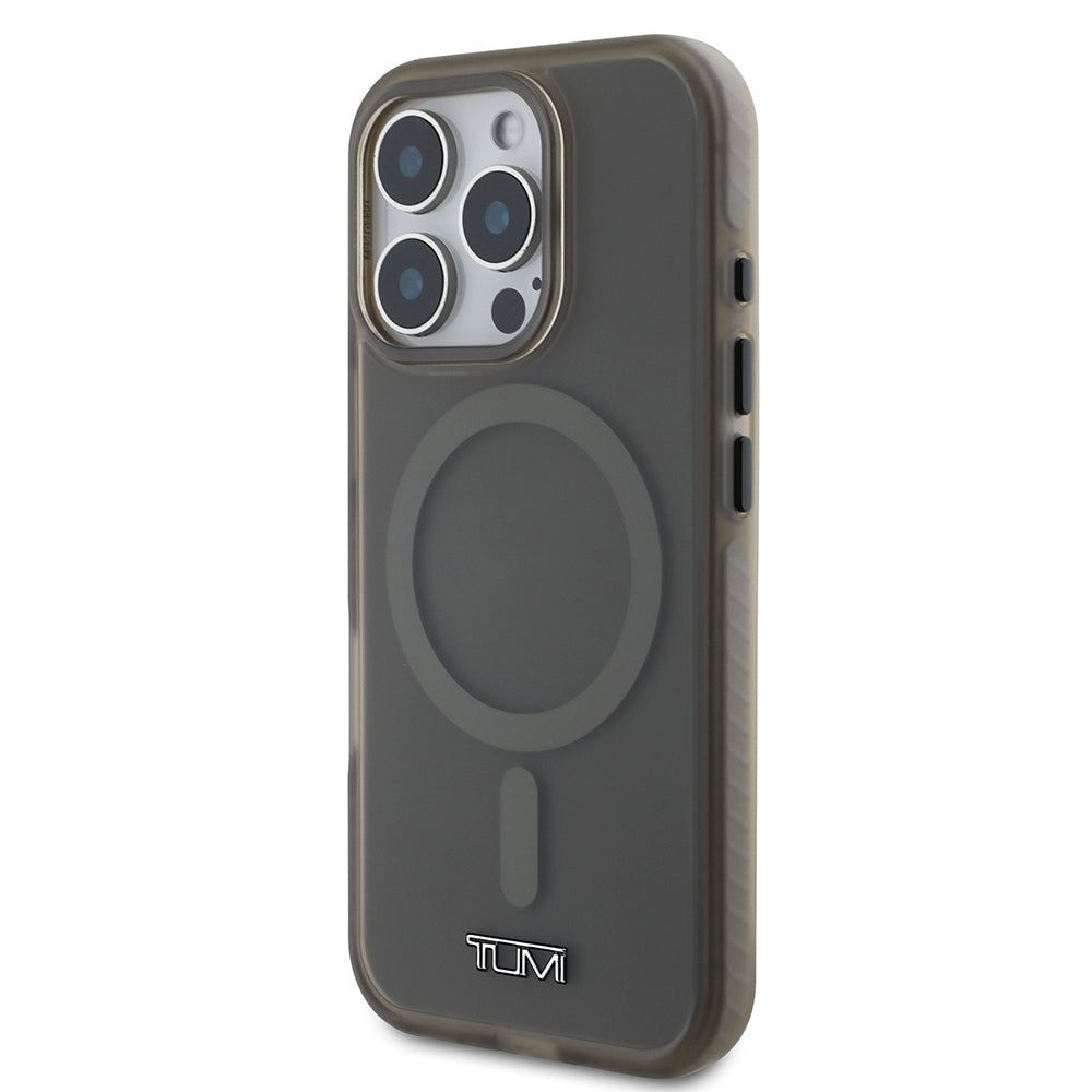 Apple iPhone 16 Pro Kılıf TUMI Orjinal Lisanslı Magsafe Şarj Özellikli Airbagli Buzlu Transparan Kapak Siyah