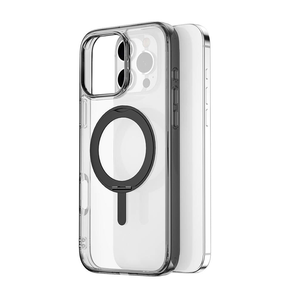 Apple iPhone 16 Pro Kılıf Wiwu MCC-201 iShield Ultra Serisi Magsafe Şarj Özellikli Standlı Crystal Sert PC Kapak Siyah