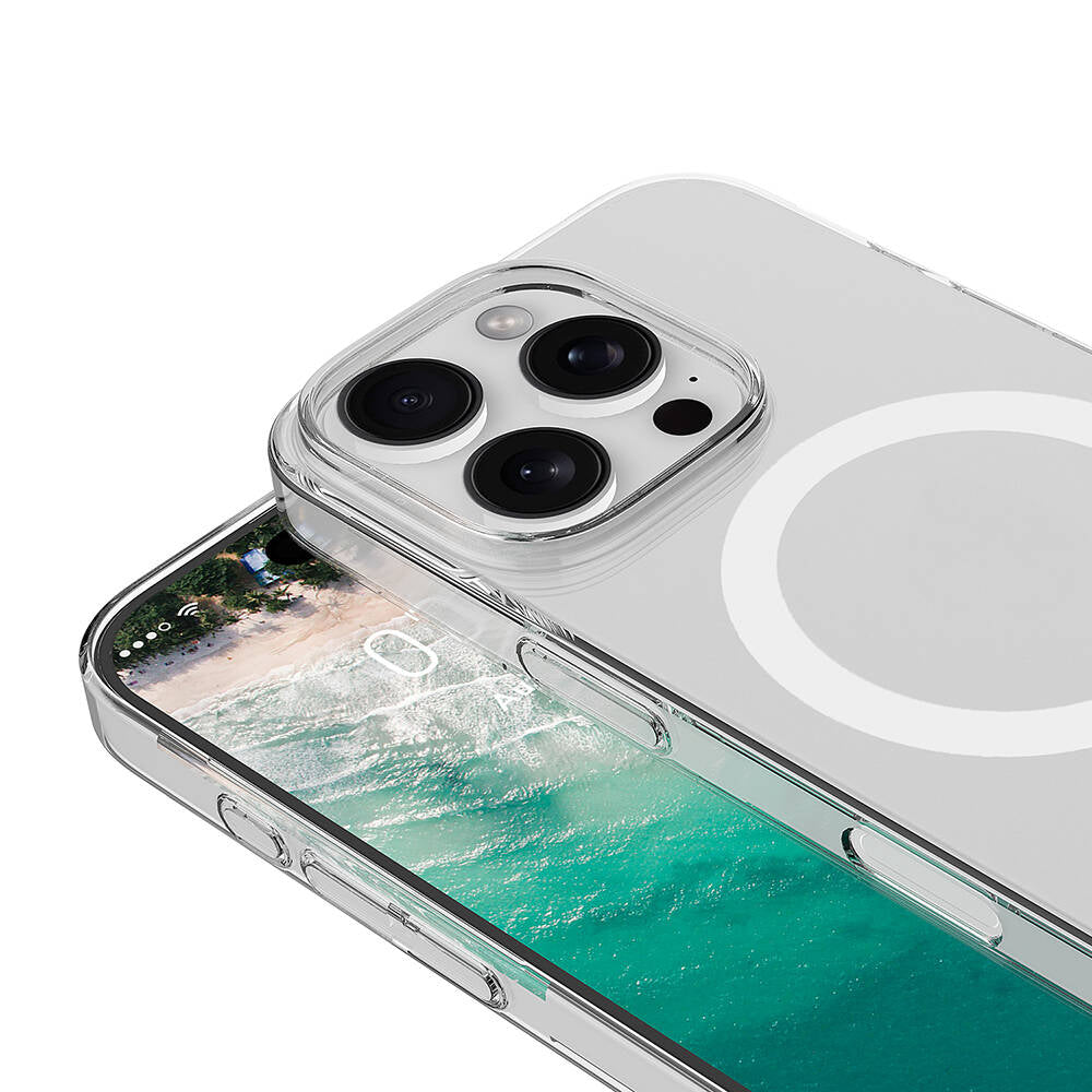 Apple iPhone 16 Pro Kılıf Zore M-safe Şarj Özellikli Şeffaf Tek Kamera Çerçeveli Porto Kapak Şeffaf