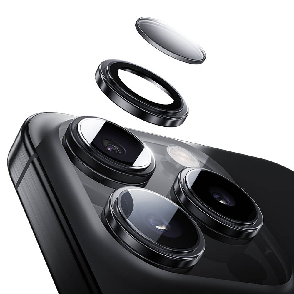 Apple iPhone 16 Pro Max Benks Parlama Önleyici Glass Warrior Metal Kamera Lens Koruyucu Gümüş