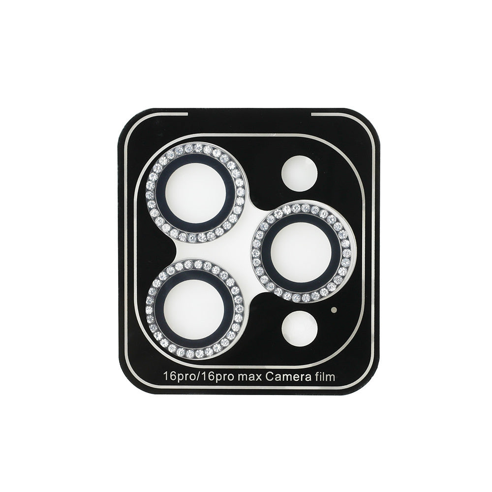 Apple iPhone 16 Pro Max Guess Orjinal Lisanslı Rhinestone Ekran Koruyucu + Lens Koruyucu 2in1 Aksesuar Seti Gümüş