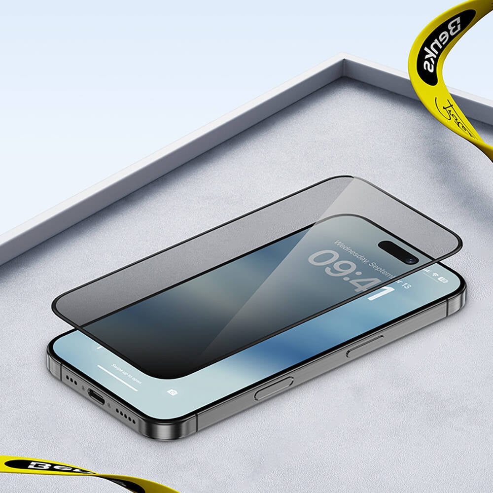 Apple iPhone 16 Pro Max Hidrofobik Ve Oleofobik Özellikli Benks Privacy Air Shield 0.4mm Ekran Koruyucu 10'lu Paket Şeffaf