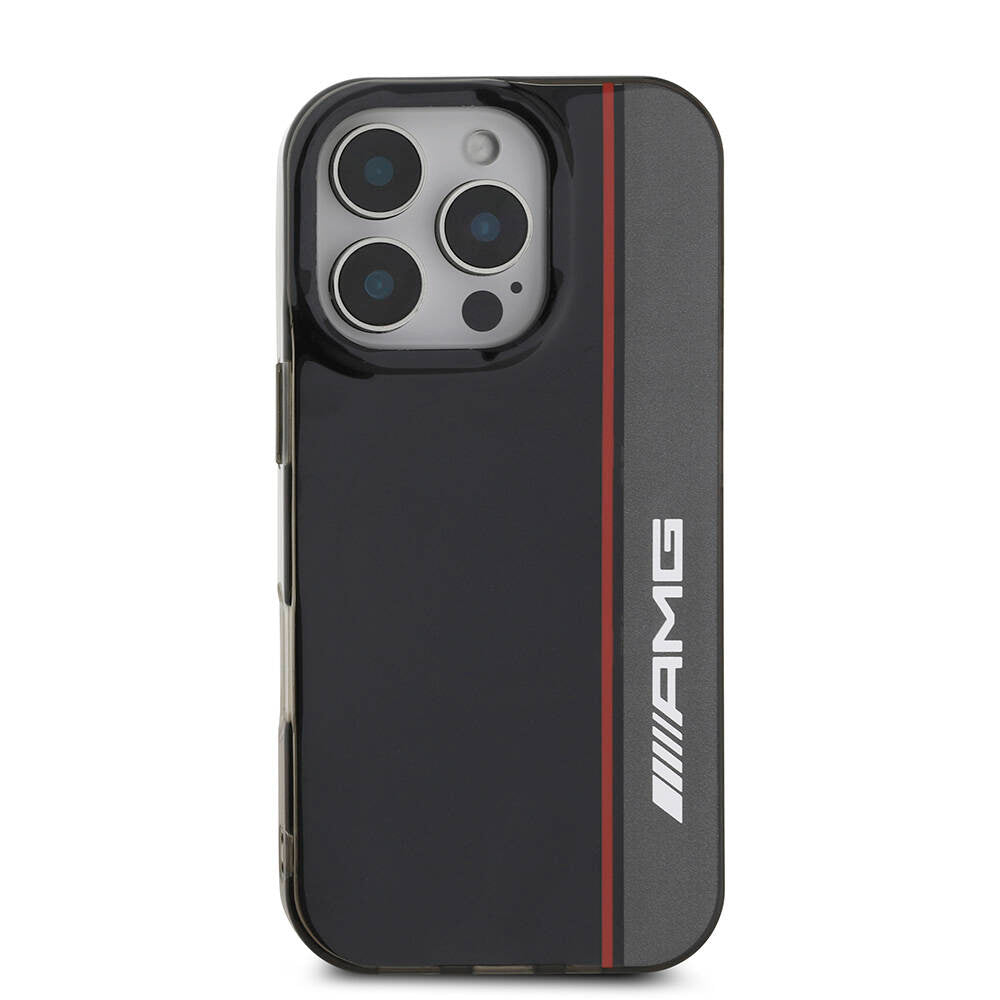 Apple iPhone 16 Pro Max Kılıf AMG Orjinal Lisanslı Magsafe Şarj Özellikli IML Baskı Logolu Çift Katmanlı Bow Lines Kapak Siyah