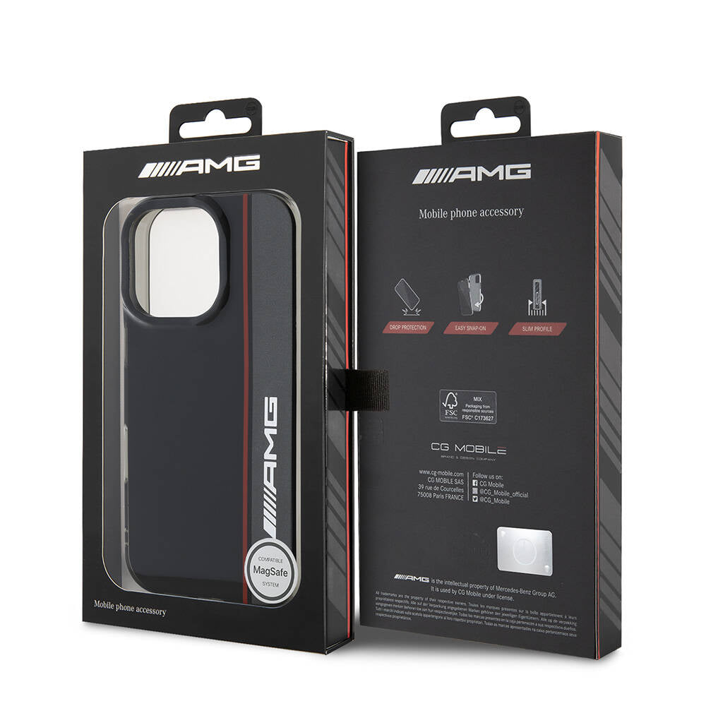 Apple iPhone 16 Pro Max Kılıf AMG Orjinal Lisanslı Magsafe Şarj Özellikli IML Baskı Logolu Çift Katmanlı Bow Lines Kapak Beyaz