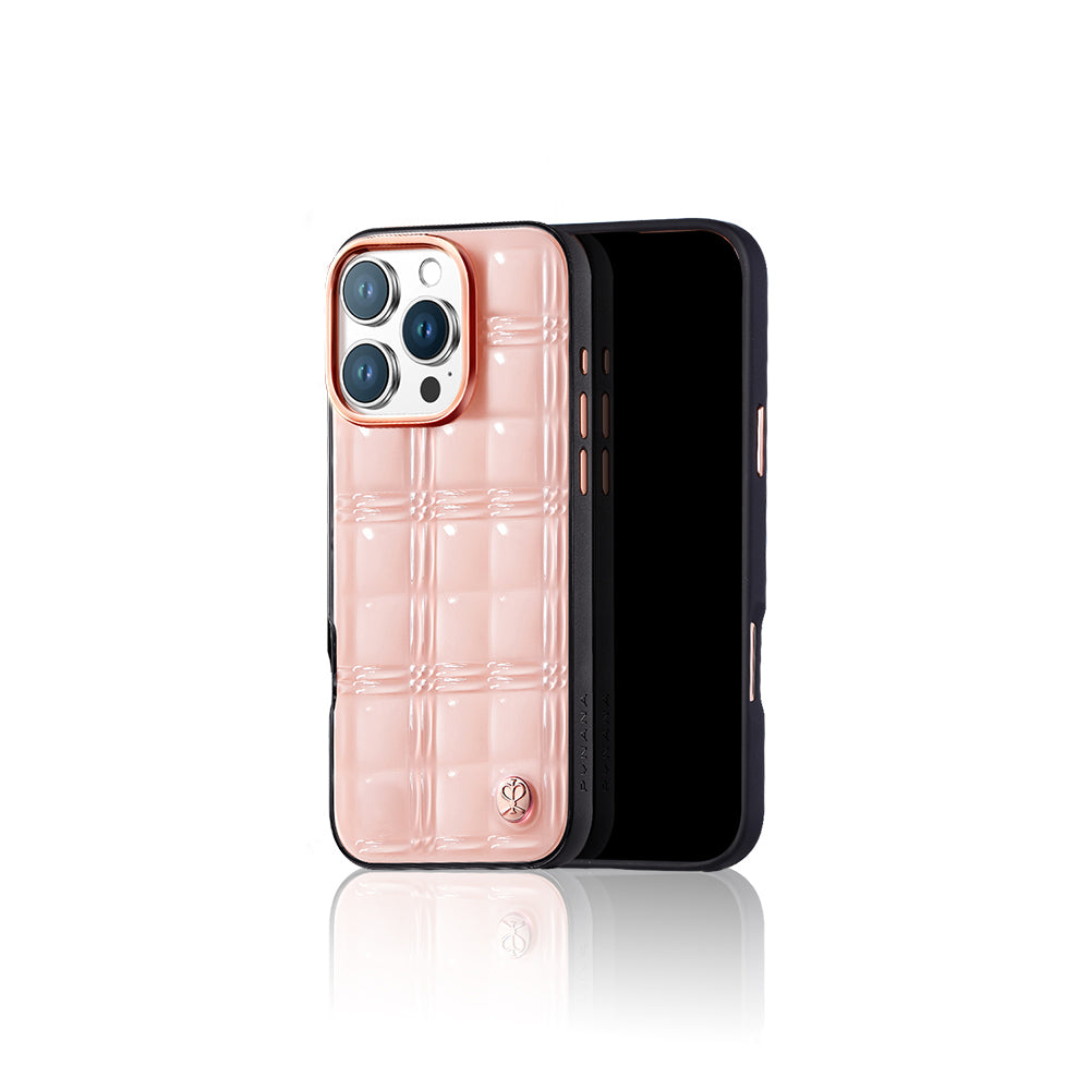 Apple iPhone 16 Pro Max Kılıf Askı Aparatlı Pynana Metal Grid Kapak Pembe