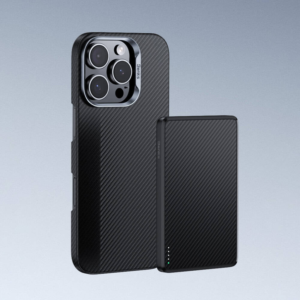 Apple iPhone 16 Pro Max Kılıf Benks Magsafe Şarj Özellikli Magnetik ArmorAir 600D Kevlar Fiber Kapak Siyah